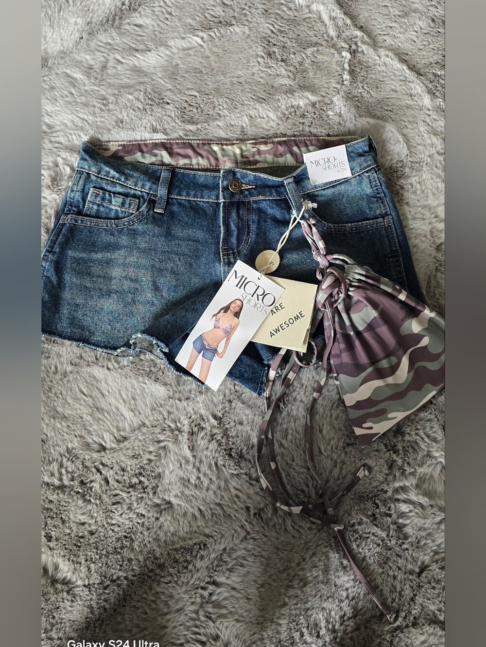 Micros Denim Jean Shorts With Top.
